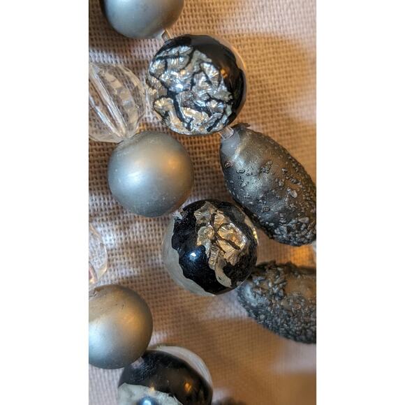 Vintage Gray Clear Faceted Crystal, Lava, Foil Bead Necklace W/ Fancy Clasp - Picture 6 of 10